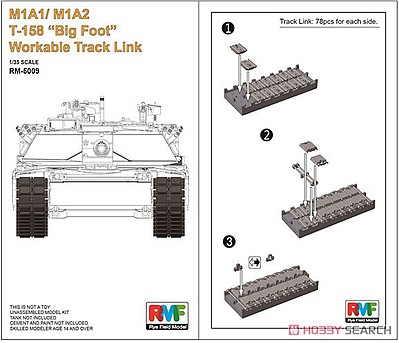 Rye M1A1/M1A2 T-158 Big Foot Track Links Plastic Model Vehicle Accessory 1/35 Scale #5009