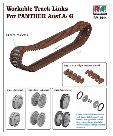 Rye Panther Ausf.A/G Workable Track Links Plastic Model Vehicle Accessory 1/35 Scale #5014