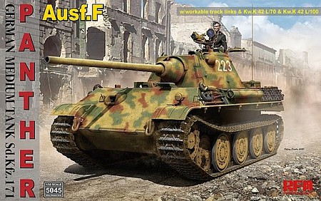 Rye Panther Ausf.F with Working Track Links Plastic Model Military Vehicle Kit 1/35 Scale #5045