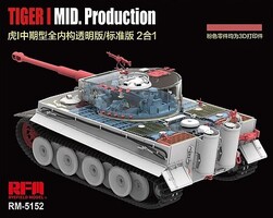Rye 1/35 Ryefield TIGER I MID. PRODUCTION 2IN1 W/CLEAR PARTS & FULL INTERIOR & WORKABLE TRACKS Plastic Model Kit