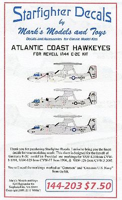 Starfighter Atlantic Coast E2C Hawkeyes for RVL Plastic Model Aircraft Decal 1/144 Scale #144203