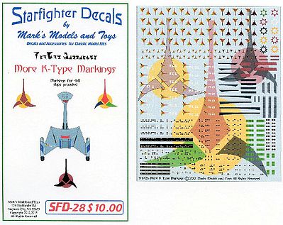 Starfighter Star Trek More K-Type Markings for 4-8 Ships Plastic Model Aircraft Decal #28