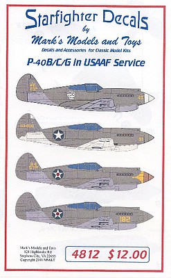 Starfighter P40B in USAAC Service for ARX Plastic Model Aircraft Decal 1/48 Scale #4812