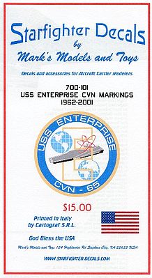 Starfighter USS Enterprise CVN65 Markings 1962-2001 Plastic Model Ship Decal 1/700 Scale #700101
