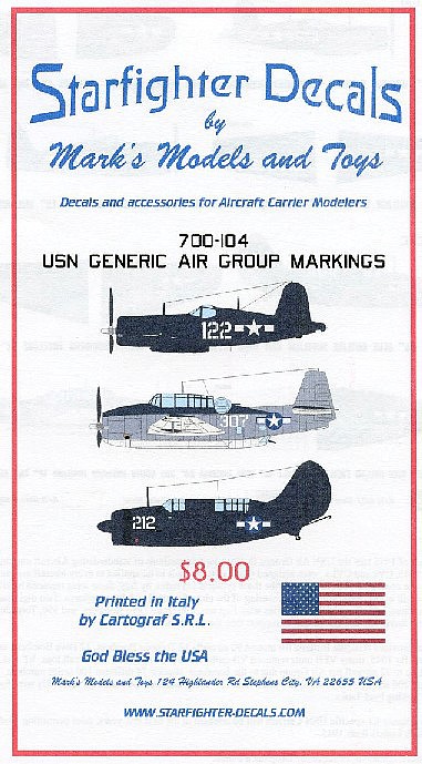 Starfighter USN Generic Air Group Markings 1945 Plastic Model