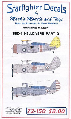 Starfighter SBC4 Helldiver Pt.4 for HLR Plastic Model Aircraft Decal 1/72 Scale #72150