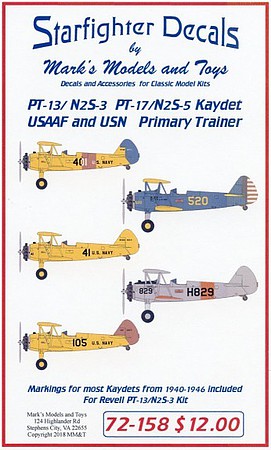 Starfighter 1/72 PT13/17 N2S3/N2S5 Kaydet USAAF & USN Primary Trainer for RVL
