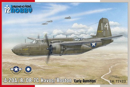 Special A20A/B/DB7C Havoc/Boston Early Gunships Light Bomber Plastic Model Airplane Kit 1/72 #72423