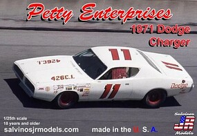 Salvinos Petty Enterprises #11 1971 Dodge Charger Plastic Model Racecar Kit 1/25 Scale #19710