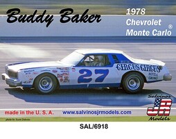 Salvinos Buddy Baker 1978 #27 Circus Circus Chevy Monte Carlo Plastic Model Car Kit 1/24 Scale #6918