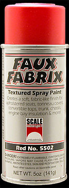 Scale-Motor Faux Fabrix Textured Spray Paint Sports Car Red 5oz.