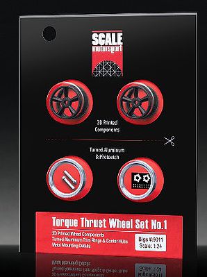 Scale-Motor Billet 3D Printed & Aluminum Trim Rear Wheel Set #1 (2) Vehicle Accessory 1/24 #9011