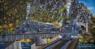 Sunsout B&O Locomotives Encounter at Harpers Ferry Jigsaw Puzzle 0-599 Piece #21304