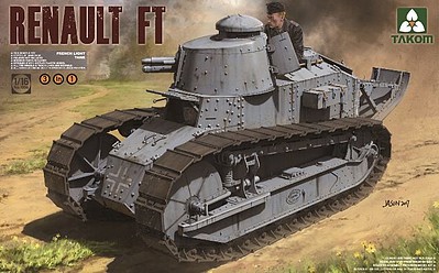 Takom French Light Tank Renault FT Plastic Model Military Tank Kit 1/16 Scale #1004