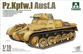 Takom PzKpfw I Ausf A Tank (New Tool) Plastic Model Military Vehicle Kit 1/16 Scale #1008