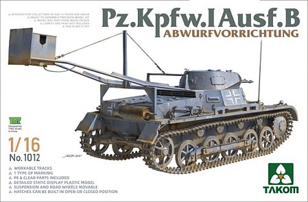 Takom PzKpfw I Ausf B w/Bomb Release Device Plastic Model Military Vehicle Kit 1/16 Scale #1012
