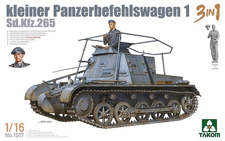 Takom Kleiner Panzerbefehlswagen 1 SdKfz 265 Tank Plastic Model Tank Kit 1/16 Scale #1017