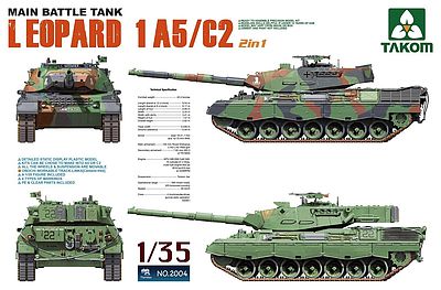 Takom Leopard 1 A5/C2 MBT Plastic Model Military Vehicle Kit 1/35 Scale #2004