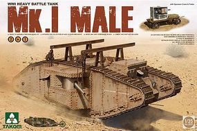 Takom WWI Mk.I Male Heavy Battle Tank Plastic Model Military Vehicle Kit 1/35 Scale #2031