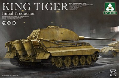 Takom WWII Heavy Tank German King Tiger Initial Prod. Plastic Model Military Tank Kit 1/35 #2096