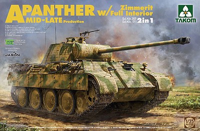 Takom WWII German Panther SdKfz 171/267 with Zimmerit Plastic Model Military Tank Kit 1/35 #2100