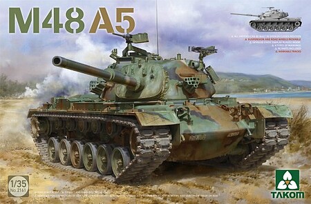 Takom US M48A5 Patton Tank Plastic Model Military Vehicle 1/35 Scale #2161