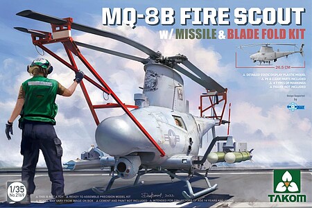 Takom MQ-8B Fire Scout w/ Missile & Blade Fold Plastic Model Military Airplane 1/35 Scale #2169
