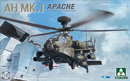 Takom AH-MK.I Apache British Attack Helicopter Plastic Model Military Helicopter 1/35 Scale #2604