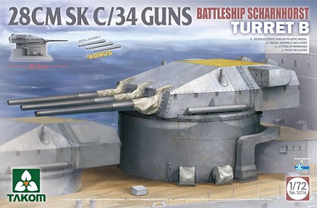 Takom 1/72 German Scharnhorst Battleship 28cm SK C/34 Guns Turret B
