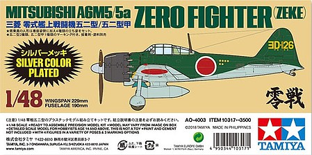 Tamiya Mitsubishi A6M5/5a Zeke Zero Silver Fighter Plastic Model Airplane Kit 1/48 Scale #10317