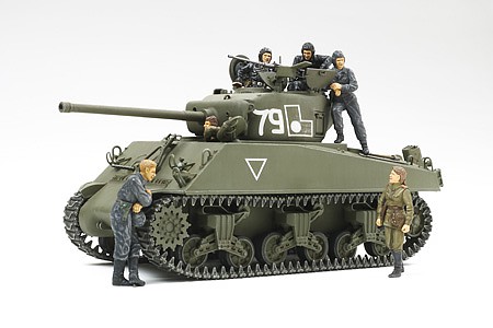 Tamiya M4A2(76)W Sherman Red Army w/6 Figures Plastic Model Military Vehicle Kit 1/35 Scale #25105
