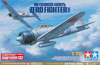 Tamiya A6M2B Zero Fighter (Zeke) w/Marking Options Plastic Model Airplane Kit 1/72 Scale #25170