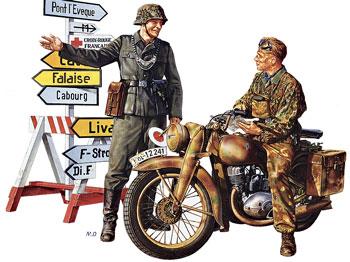 Tamiya German Motorcycle Orderly Soldier Set Plastic Model Military Figure Kit 1/35 Scale #35241