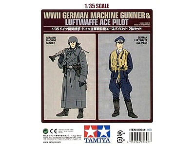 Tamiya German Gunner + Ace Pilot Plastic Model Military Figure Kit 1/35 Scale #89641