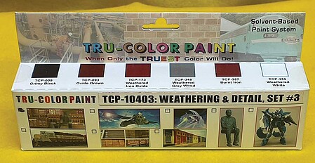 Tru-Color Weathering & Detail Set #3 (6 Colors) 1oz Bottles Hobby and Model Enamel Paint Set #10403