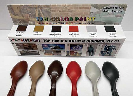Tru-Color Scenery & Diorama Set #1 (6 Colors) 1oz Bottles Hobby and Model Enamel Paint Set #10404