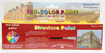 Tru-Color Structure Paint Set (6 Colors) 1oz Bottles Hobby and Model Enamel Paint Set #10501