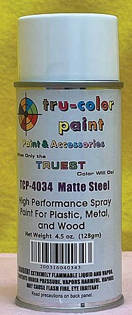 Tru-Color Matte Steel Spray 4.5oz Hobby and Model Enamel Paint #4034