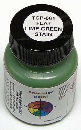 Tru-Color Flat Lime Green Stain 1oz Hobby and Model Enamel Paint #881