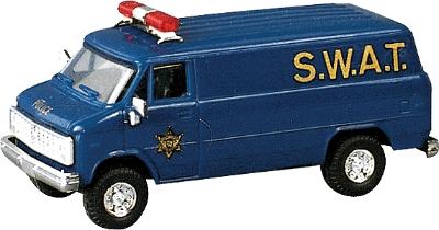 Trident Chevrolet Van Los Angeles Police Dept. SWAT Unit Blue HO Scale Model Railroad Vehicle #90171