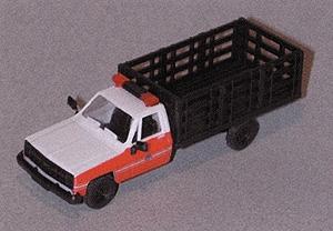 Trident Chevy Stake Truck FDNY Red & White Cab W Black Bed HO Scale Model Railroad Vehicle #90198