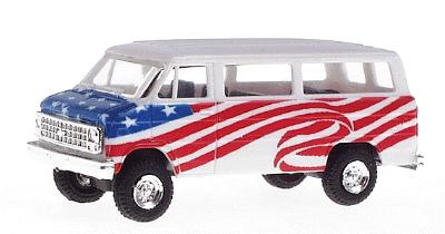 Trident Chevrolet Sportvan w/American Flag Graphics HO Scale Model Railroad Vehicle #90242