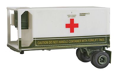 Trident Medical Corps Refrigerated Container Single Axle Chassis HO Scale Model Roadway Vehicle #90362