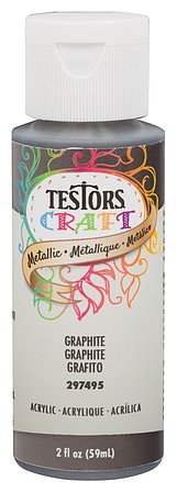 Testors Acrylic Craft Paint Metallic Graphite 2oz Bottle #297495