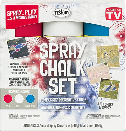 Testors Spray Chalk Patriotic Set 3 Colors 12oz Cans #333618