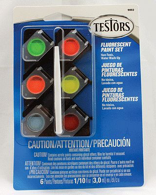 Testors Acrylic Pots 6 Color Fluorescent TRI Hobby and Model Paint Set #9002