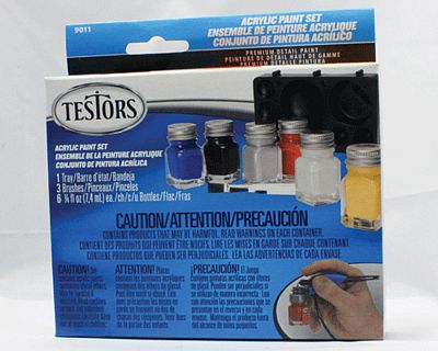 Testors Acrylic Set 6 Color Primary TRI Hobby and Model Paint Set #9011