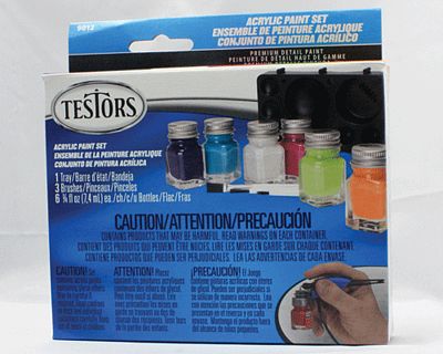 Testors Acrylic Set 6 Color Trend TRI Hobby and Model Paint Set #9012