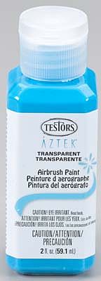 Testors Aztek Airbrushable Transparent Sky Blue Acrylic 2 oz Hobby and Model Acrylic Paint #9487