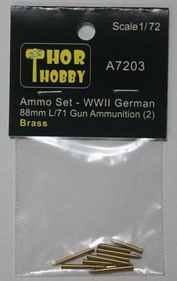 Thor WWII German 88mm L/71 Gun Brass Ammo Set #2 Plastic Model Military Weapon 1/72 #7203